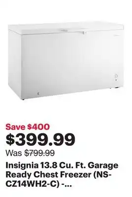 Best Buy Insignia 13.8 Cu. Ft. Garage Ready Chest Freezer (NS-CZ14WH2-C) - White - Only at Best Buy offer