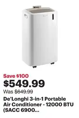 Best Buy De'Longhi 3-in-1 Portable Air Conditioner - 12000 BTU (SACC 6900 BTU) - White offer