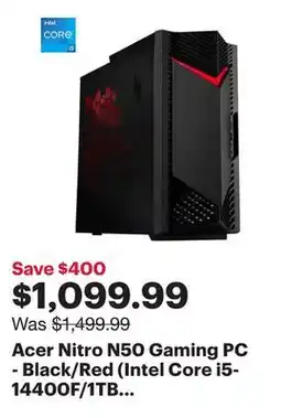 Best Buy Acer Nitro N50 Gaming PC - Black/Red (Intel Core i5-14400F/1TB SSD/16GB RAM/GeForce RTX 4060/Win 11) offer
