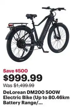 Best Buy DeLorean DM200 500W Electric Bike (Up to 80.46km Battery Range/ 32km/hr Top Speed) - Black offer