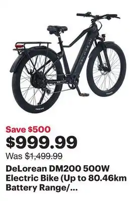 Best Buy DeLorean DM200 500W Electric Bike (Up to 80.46km Battery Range/ 32km/hr Top Speed) - Black offer