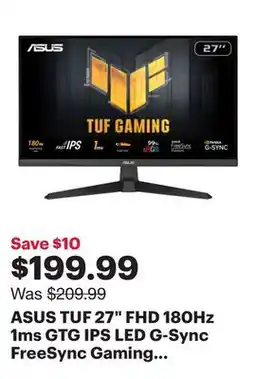 Best Buy ASUS TUF 27 FHD 180Hz 1ms GTG IPS LED G-Sync FreeSync Gaming Monitor (VG279Q3A) offer