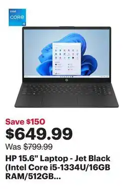 Best Buy HP 15.6 Laptop - Jet Black (Intel Core i5-1334U/16GB RAM/512GB SSD/Windows 11) offer
