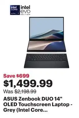 Best Buy ASUS Zenbook DUO 14 OLED Touchscreen Laptop - Grey (Intel Core Ultra 7 EVO/1TB SSD/16GB RAM) - En offer