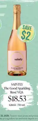 Wine Rack SAINTLY The Good Sparkling Rosé VQA offer