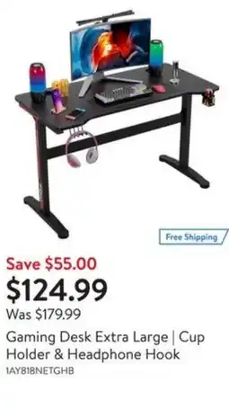 Walmart Gaming desk extra large cup holder & headphone hook offer