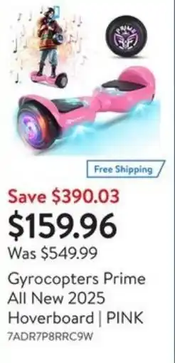 Walmart Gyrocopters prime all new 2025 hoverboard pink offer