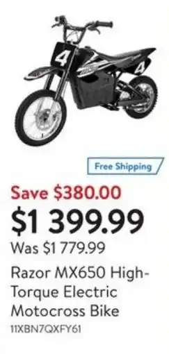 Walmart Razor MX650 high torque electric motocross bike offer