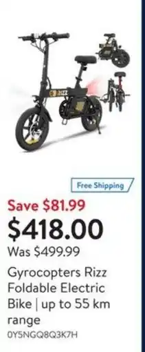 Walmart Gyrocopters rizz foldable electric bike offer