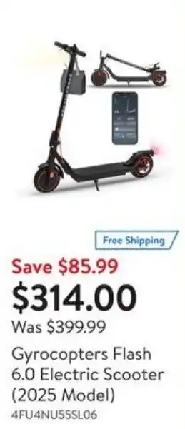 Walmart Gyrocopters flash 6.0 electric scooter offer