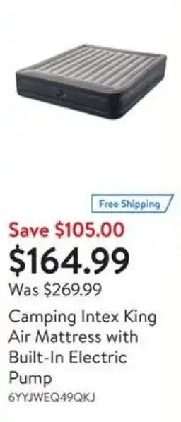 Walmart Camping intex king air mattress with built-in electric pump offer