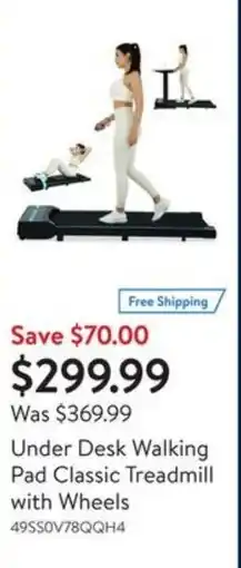 Walmart Under desk walking pad classic treadmill with wheels offer