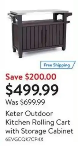 Walmart Keter outdoor kitchen rolling cart with storage cabinet offer