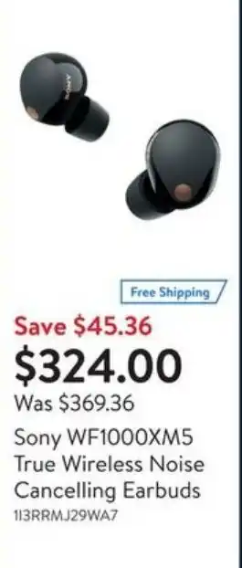 Walmart Sony WF1000XM5 true wireless noise cancelling earbuds offer