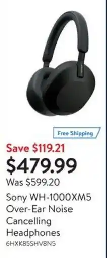Walmart Sony WH1000XM5 over ear noise cancelling headphones offer