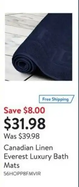 Walmart Canadian linen everest luxury bath mats offer
