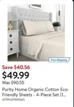 Walmart Purity home organic cotton eco- friendly sheets offer