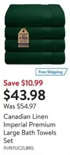 Walmart Canadian linen imperial premium large bath towels set offer