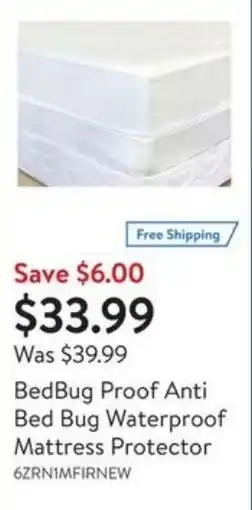 Walmart Bed bug proof anti bed bug waterproof mattress protector offer