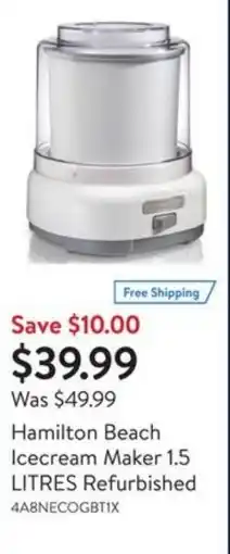 Walmart Hamilton beach icecream maker refurbished offer