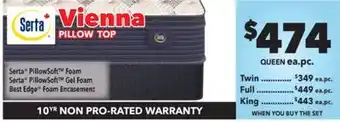 Surplus Furniture Vienna Grand Medium Pillow Top Queen Mattress Set offer