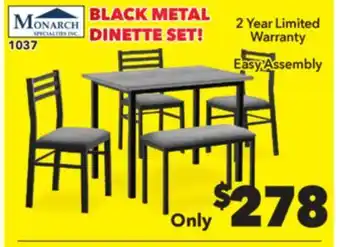 Surplus Furniture Grey & Black 5-Piece Dinette with Bench offer