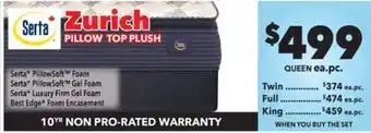Surplus Furniture Zurich Luxury Queen Mattress Set offer