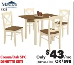 Surplus Furniture Cream & Oak 3-Piece Dinette Set offer