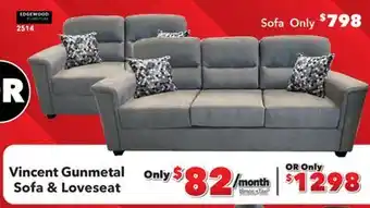 Surplus Furniture Vincent Gunmetal Sofa & Loveseat Set offer