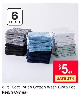 Kitchen Stuff Plus 6 Pc. Soft Touch Cotton Wash Cloth Set offer
