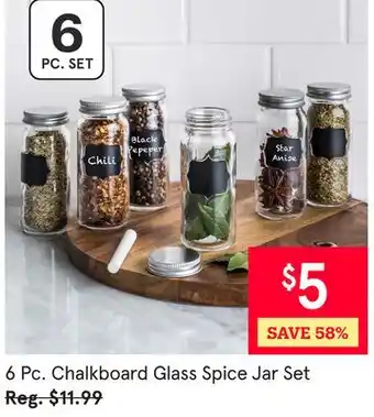 Kitchen Stuff Plus 6 Pc. Chalkboard Glass Spice Jar Set offer