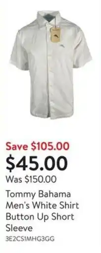 Walmart Tommy bahama men's white shirt button up short sleeve offer