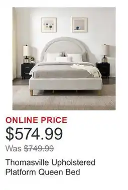 Costco Thomasville Upholstered Platform Queen Bed offer
