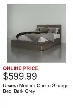 Costco Nexera Modern Queen Storage Bed, Bark Grey offer
