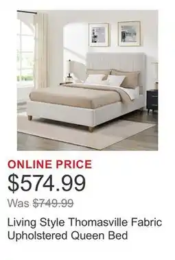 Costco Living Style Thomasville Fabric Upholstered Queen Bed offer