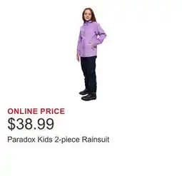 Costco Paradox Kids 2-piece Rainsuit offer