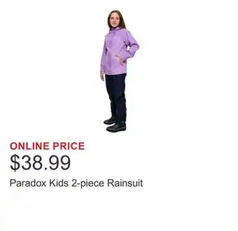 Costco Paradox Kids 2-piece Rainsuit offer