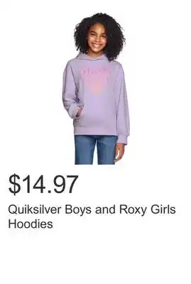 Costco Quiksilver Boys and Roxy Girls Hoodies offer