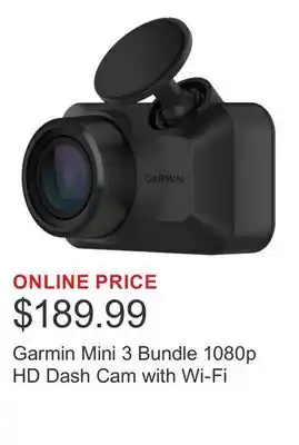 Costco Garmin Mini 3 Bundle 1080p HD Dash Cam with Wi-Fi offer