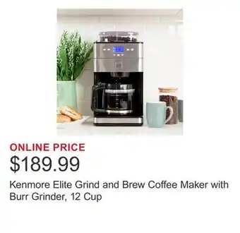 Costco Kenmore Elite Grind and Brew Coffee Maker with Burr Grinder, 12 Cup offer