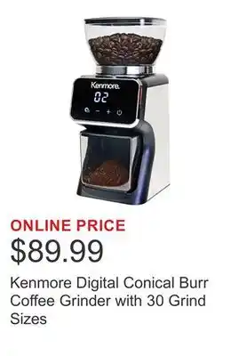 Costco Kenmore Digital Conical Burr Coffee Grinder with 30 Grind Sizes offer