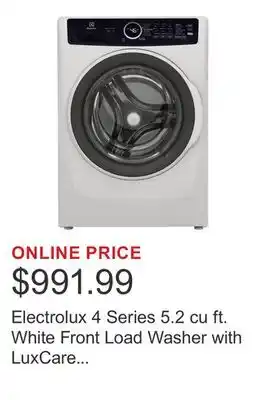 Costco Electrolux 4 Series 5.2 cu ft. White Front Load Washer with LuxCare Wash System offer