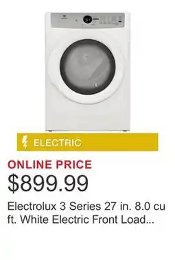 Costco Electrolux 3 Series 27 in. 8.0 cu ft. White Electric Front Load Dryer with LuxCare Lint Shield offer