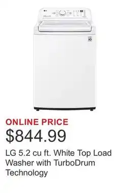 Costco LG 5.2 cu ft. White Top Load Washer with TurboDrum Technology offer