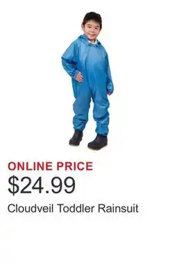 Costco Cloudveil Toddler Rainsuit offer