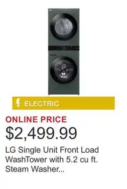 Costco LG Single Unit Front Load WashTower with 5.2 cu ft. Steam Washer and 7.4 cu ft. Electric Steam Dryer offer
