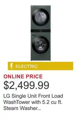 Costco LG Single Unit Front Load WashTower with 5.2 cu ft. Steam Washer and 7.4 cu ft. Electric Steam Dryer offer