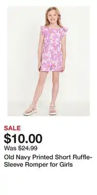 Old Navy Old Navy Printed Short Ruffle-Sleeve Romper for Girls offer