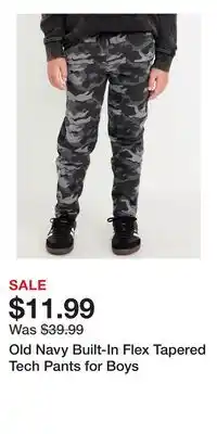 Old Navy Old Navy Built-In Flex Tapered Tech Pants for Boys offer