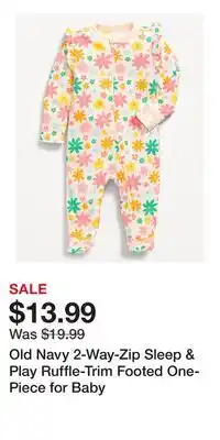 Old Navy Old Navy 2-Way-Zip Sleep & Play Ruffle-Trim Footed One-Piece for Baby offer
